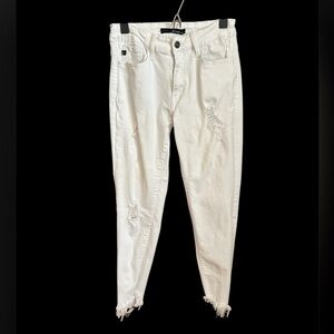 KanCan Distressed White Cropped Jeans